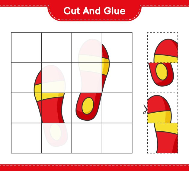 Cut and glue, cut parts of Flip Flop and glue them. Educational children game, printable worksheet, vector illustration