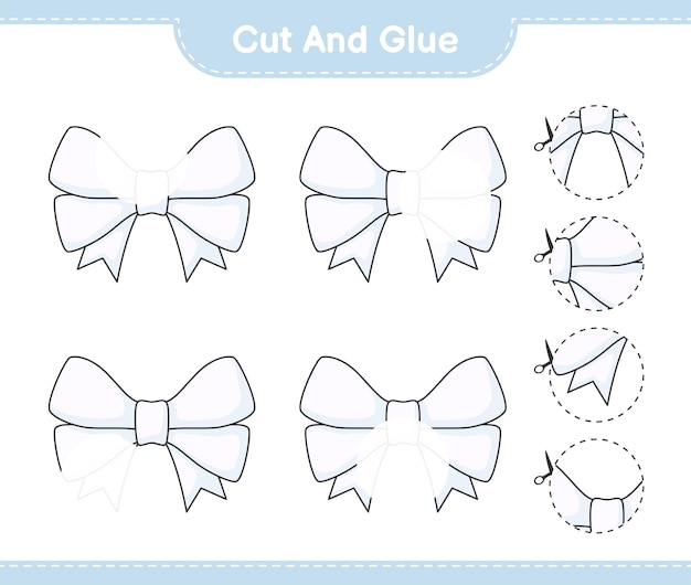 Cut and glue cut parts of Ribbon and glue them Educational children game printable worksheet vector illustration