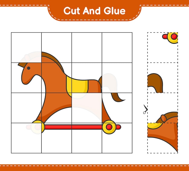 Cut and glue cut parts of Rocking Horse and glue them Educational children game