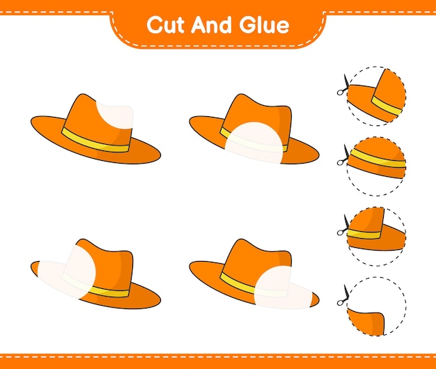 Cut and glue cut parts of Summer Hat and glue them Educational children game printable worksheet