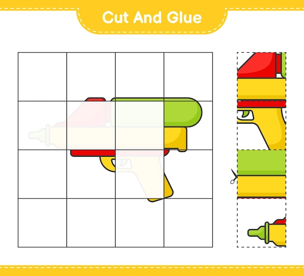 Cut and glue cut parts of Water Gun and glue them Educational children game printable worksheet