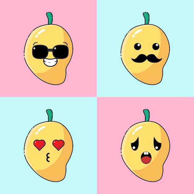 cut kawaii mango character