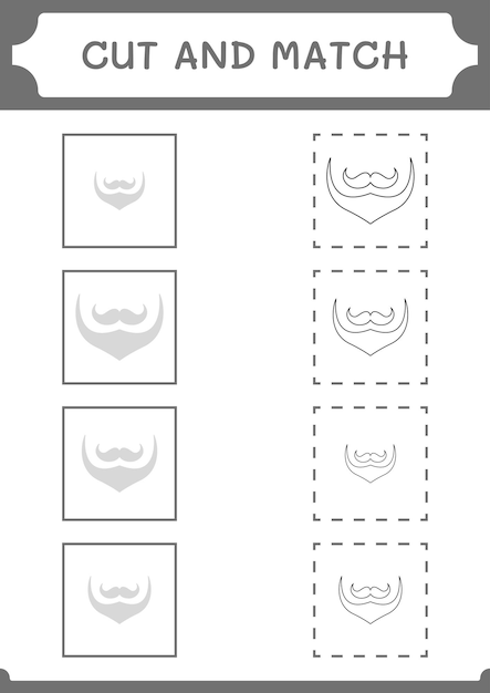 Cut and match parts of Leprechaun beard game for children Vector illustration printable worksheet