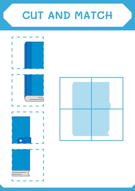 Cut and match parts of Notebook game for children Vector illustration printable worksheet