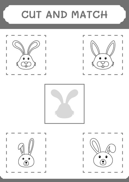 Cut and match parts of Rabbit game for children Vector illustration printable worksheet