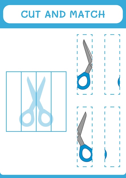 Cut and match parts of Scissor game for children Vector illustration printable worksheet