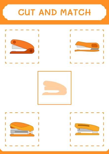 Cut and match parts of Stapler game for children Vector illustration printable worksheet