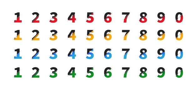 Cut numbers from 0 to 9 Vector isolated illustration Web buttons Cutting number collection