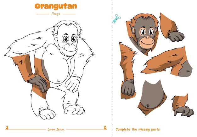 Cut and paste Orangutan ready for print