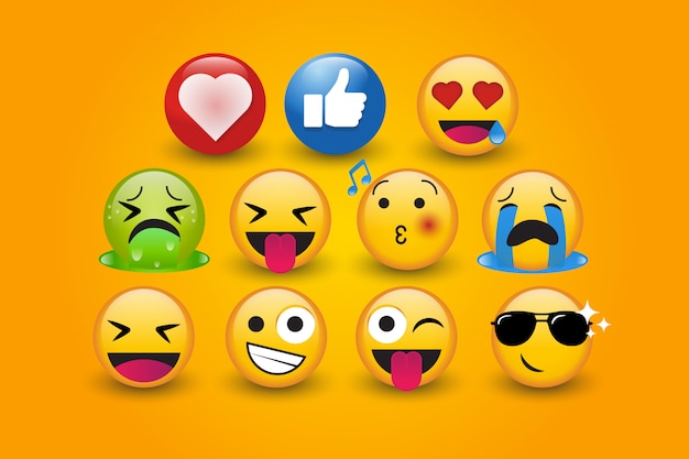 Cute 3d emoji character with love set vector collection