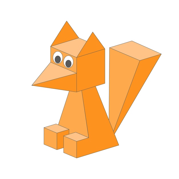 Cute 3D fox character in pixel style on a white background