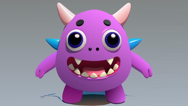 Vector cute 3d monster vector illustration kawaii