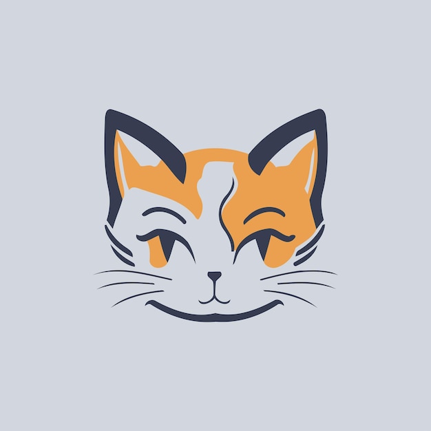 Cute Adorable Cat Head Cute Kitten Sticker Isolated Cat Head Logo Icon