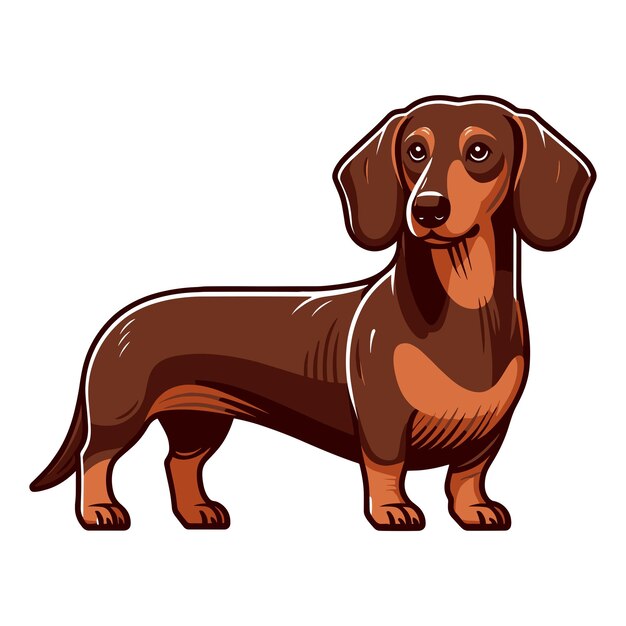 Cute adorable dachshund dog cartoon character vector illustration funny pet animal dachshund puppy