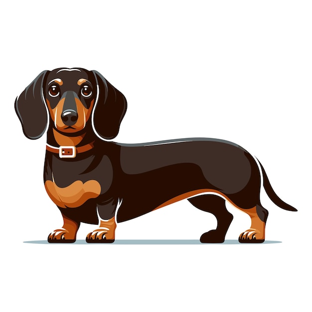 Cute adorable dachshund dog cartoon character vector illustration funny pet animal dachshund puppy