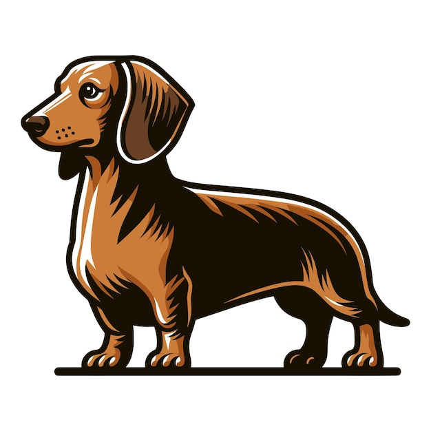 Cute adorable dachshund dog cartoon character vector illustration funny pet animal dachshund puppy