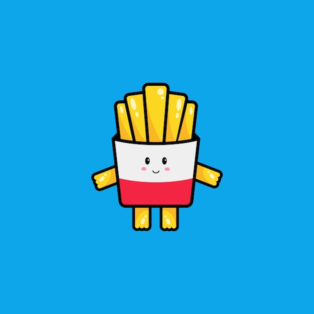 Vector cute adorable french fries vector logo mascot character illustration