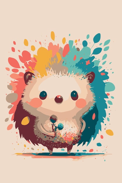 Cute adorable hedgehog Hand drawn vector art Drawing of happy wild animal Ideal for card poster