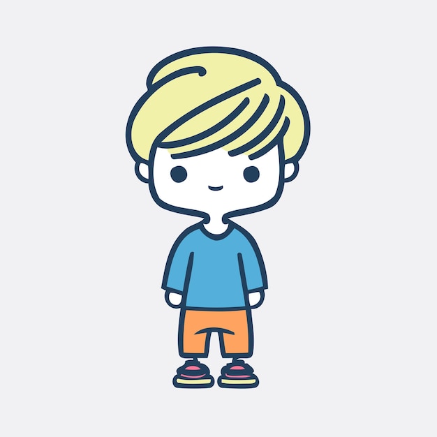 Cute adorable Little Boy Minimal character avatar isolated