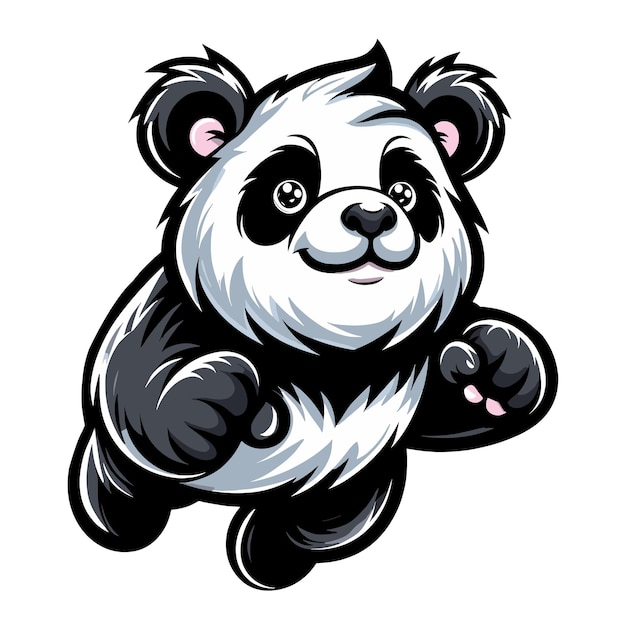 Cute adorable panda cartoon character vector illustration funny Asian Chinese animal baby panda