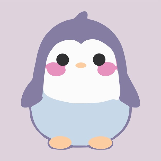 Vector cute adorable penguin cartoon illustration of a happy funny baby animal