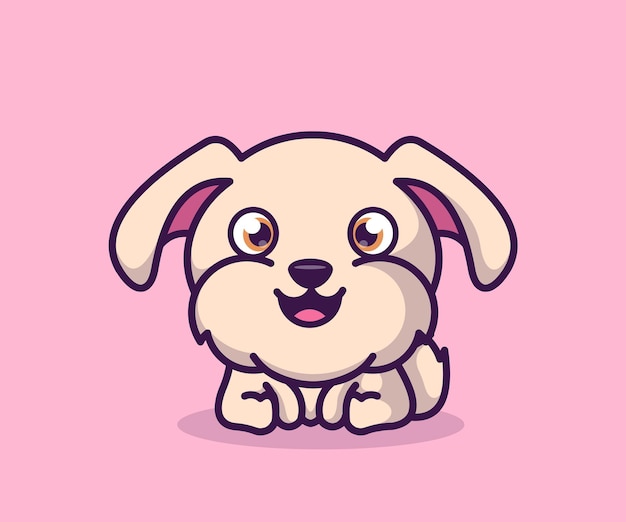 cute adorable puppy illustration mascot icon flat cartoon style