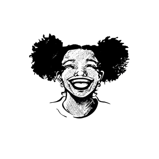 Cute african american young woman teenager girl black and white female portrait