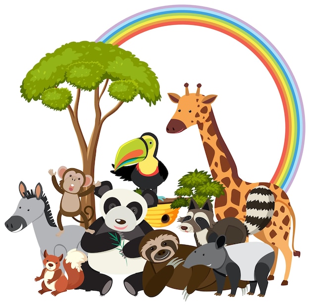 Cute African animals in flat style