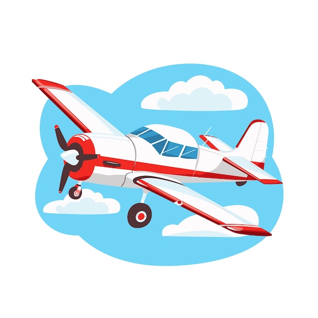 Vector a cute airplane simple flat vector illustration with white background and sky blue color palette