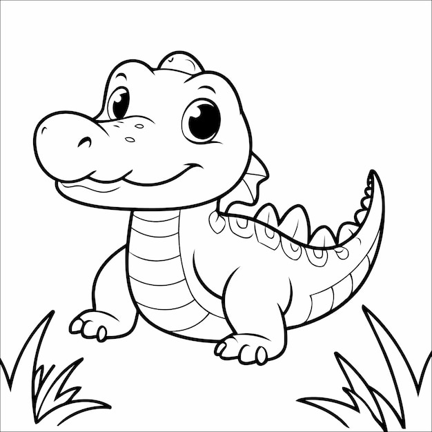 Cute Alligator Coloring Page For Kids