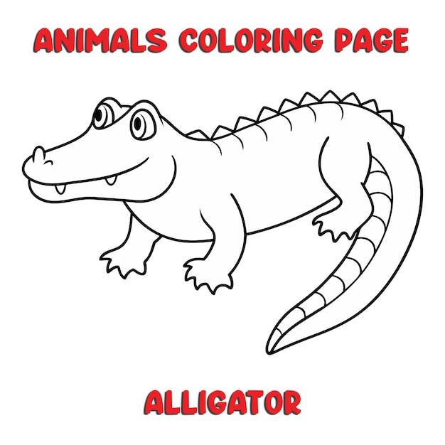 cute alligator outline art illustration coloring page book for kids