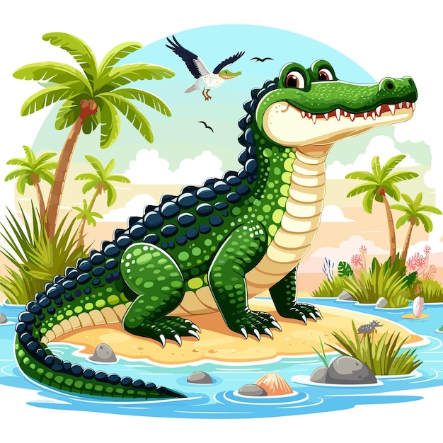 Cute Alligator vector cartoon illustration