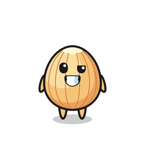 Cute almond mascot with an optimistic face