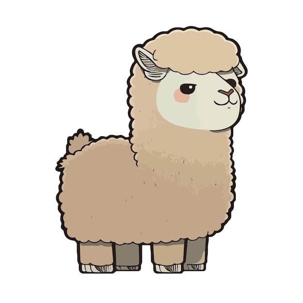 Cute alpaca cartoon style