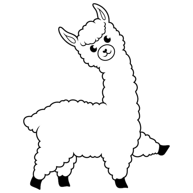 Cute alpaca cartoon on white background