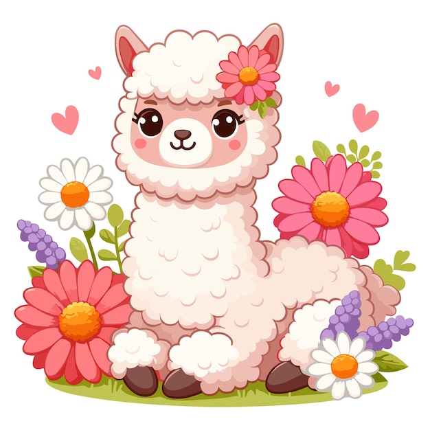 Cute Alpaca Vector Cartoon illustration