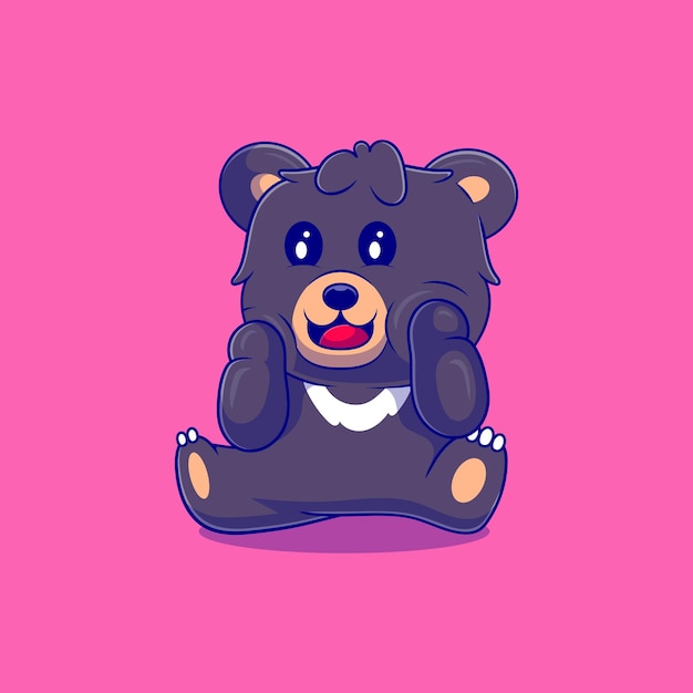 Cute american black bear illustration suitable for mascot sticker and tshirt design