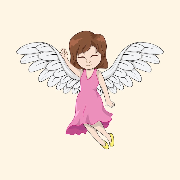 cute angel flying in pink dress