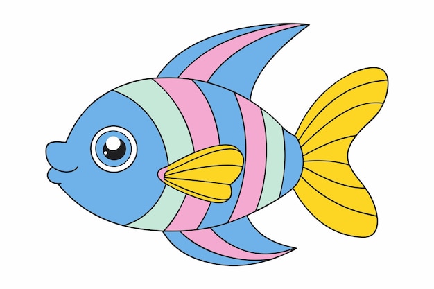 Cute angelfish cartoon vector for print and digital use perfect for kids designs and decor