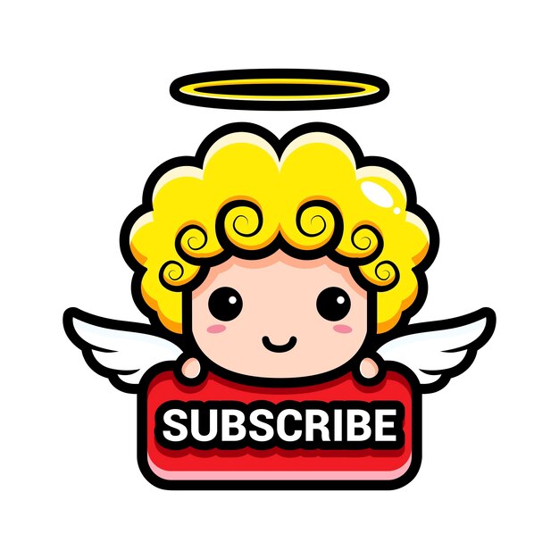 cute angels with subscribe button