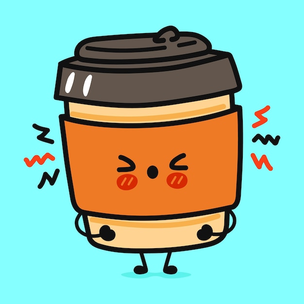 Cute angry coffee character