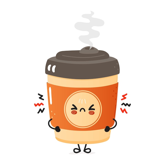 Cute angry cup of coffee character