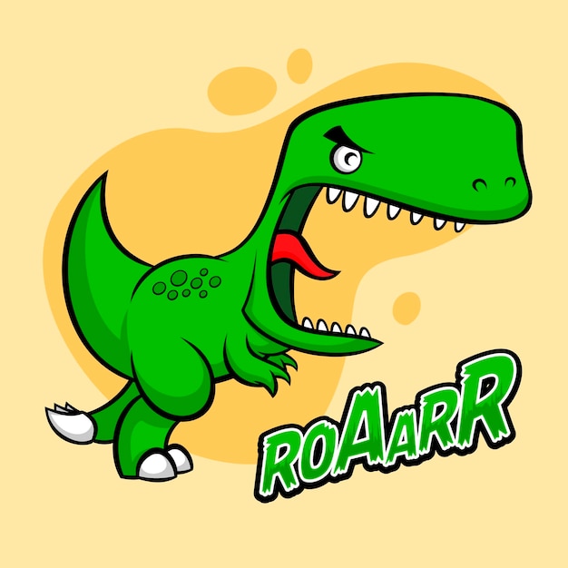 Cute Angry Dinosaurs in Cartoon Animal Vector Illustration Flat Style Concept