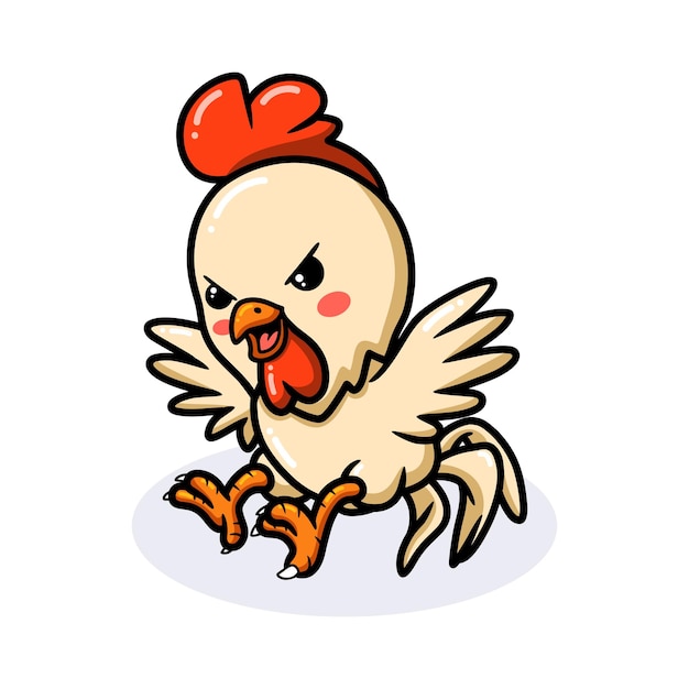 Cute angry little rooster cartoon