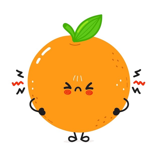 Cute angry orange fruit character