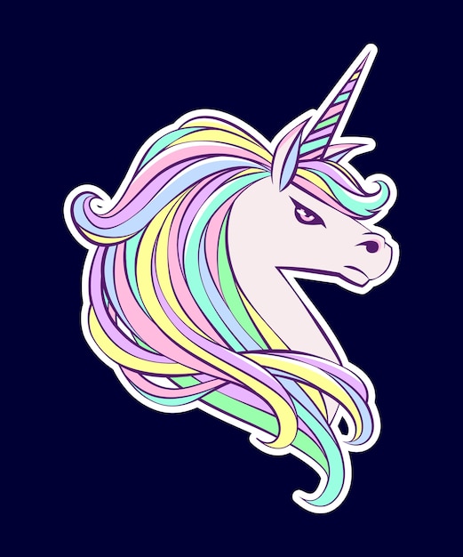 Cute angry unicorn illustration