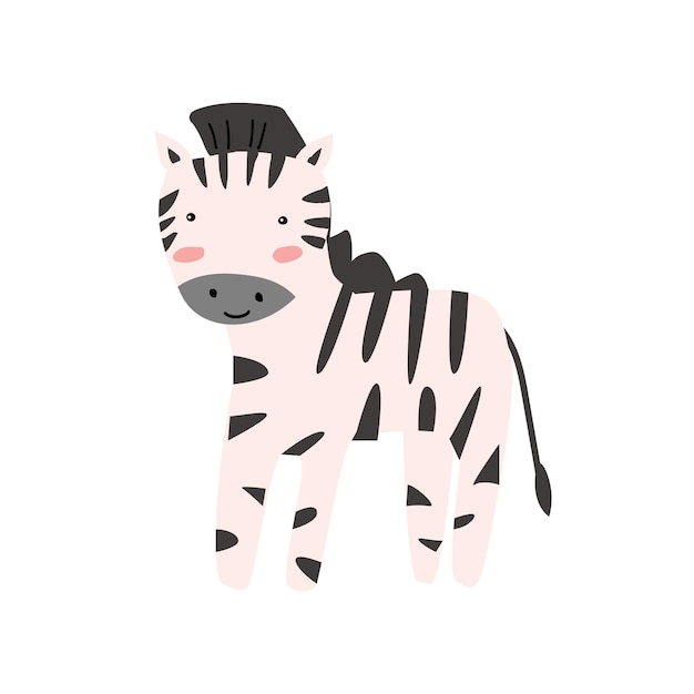 Cute animal of africa zebra in scandinavian style