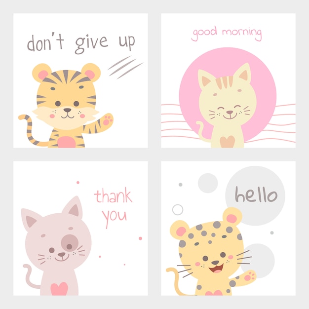 Cute animal card vector illustration isolated