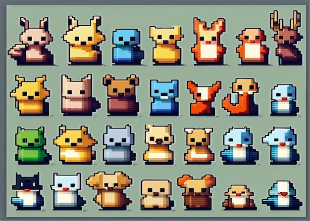 cute animal cartoon pixel