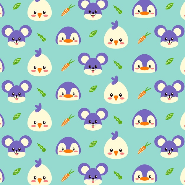 Cute animal cartoon vector illustration Seamless pattern